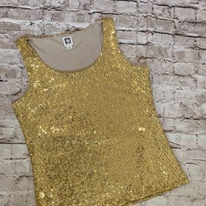Anne Klein gold sequins sleeveless top size L